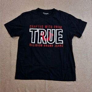 True Religion Black Tee with Red and White Accents